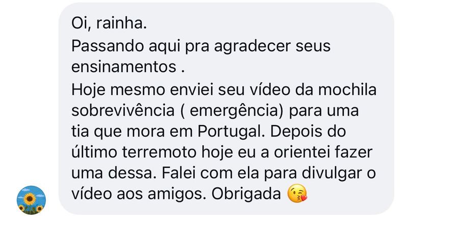 Print de mensagem recebida por Cinthia no direct do Instagram.