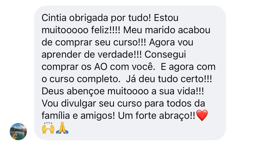 Print de mensagem recebida por Cinthia no direct do Instagram.