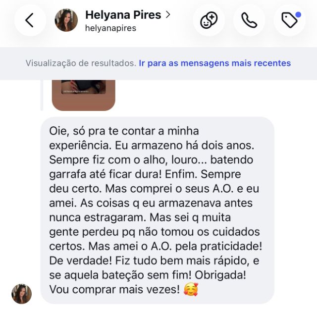 Depoimento de seguidora no direct do Instagram